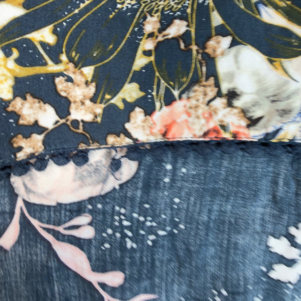 Jaase Floral High Low Top Womens Size S Blue Boho Bell Sleeve V-Neck Blouse - Picture 8 of 11